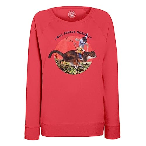 Sweatshirt Femme Chat Behave Normally Collage Vintage Illustration