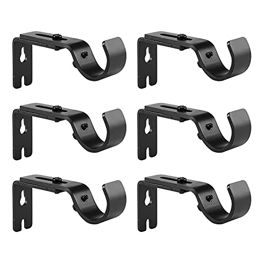 6 Stück Gardinenstangenhalterungen, verstellbar, strapazierfähig, Metall, Wandhalterungs-Set (schwarz) Cover