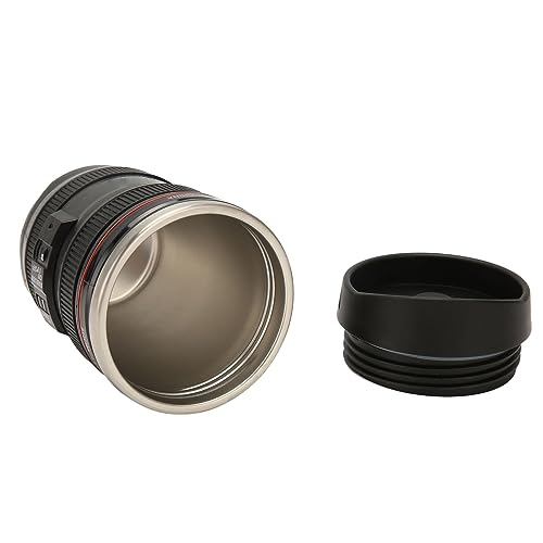Opiniones de Termo en Forma de Lente de Camara los mejores 5. 47 Taza de Café con Lente de Cámara, Botella de Café Réflex de Acero Inoxidable con Tapa Termo de Café de Fotógrafos para Leche Té y Agua