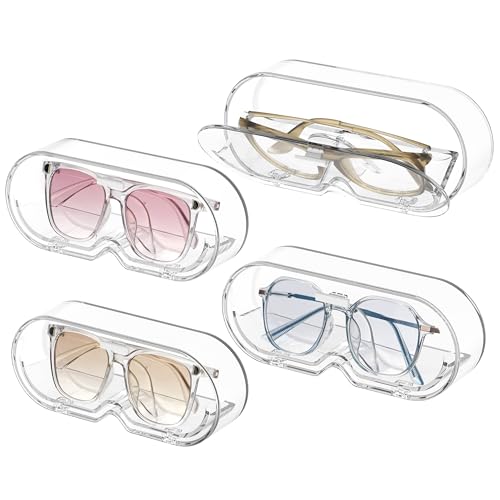 4 PCS Clear Eyeglass Holder, Glasses Organizer for Women, Large Sunglasses Display Stand Sunglasses Case Sunglass Rack for Home