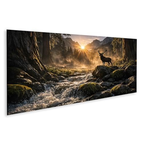 Tableau cerf et montagnes islandburner une deco murale haut de gamme