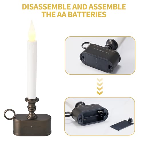 Image of Battery Operated Candle 1 Tier LED Window Candles 10.5 Inch Hight with Automatically Timer 8 Hours On /16 Hours off, Flickering Flameless Candles Antique Bronze Candles for Christmas ,Festival