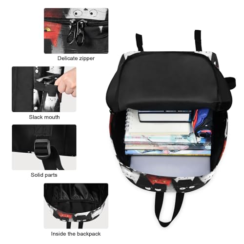 Group Of Cats Print Backpack Set with Lunch Bag, Large Capacity Travel Backpacks and Lunch Box Insulated for Commute Hiking Picnic3