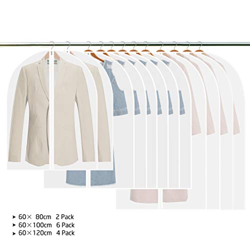 Tintec - Fundas de vestido, 12 unidades, transpirables, impermeables, a prueba de polvo, bolsa de almacenamiento, fundas de protección con cremallera para clóset, para colgar de viaje