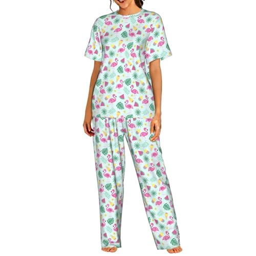 Pyjama court femme flamant rose pour des soirées cocooning et matins ensoleillés