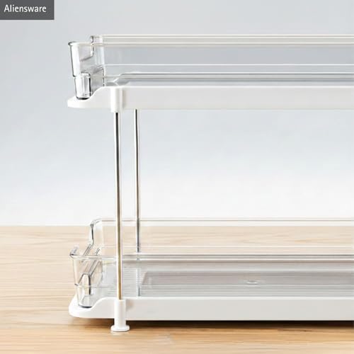 Image of Aliensware 3 Tier Cosmetics Drawer Organizer, Vanity Countertop Storage Container, Sink Organiser, Bathroom Medicine Cabinets, Plastic Drawers for Lipsticks, Nail Polishes,Dressing Table,Perfume-Clear