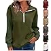 NPHFPSQA Women's Half Zip Sweatshirt Long Sleeve Trendy Loose Knit Texture Patchwork Blousetunic T-Shirts Lapel Pullover Tops,Red,Small