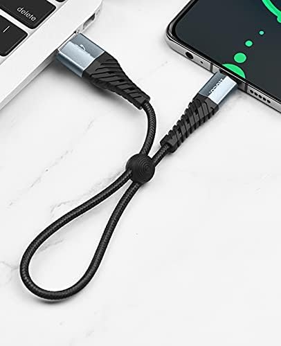 HOCO Short USB C Cable 0.25m, Fast Charging & Data Sync USB C Cable Short, Support Android Charger Cable for Samsung Galaxy S22 S21 S20 S10 Note Ultra. USB C Short Cable Black, Type C Cable Short