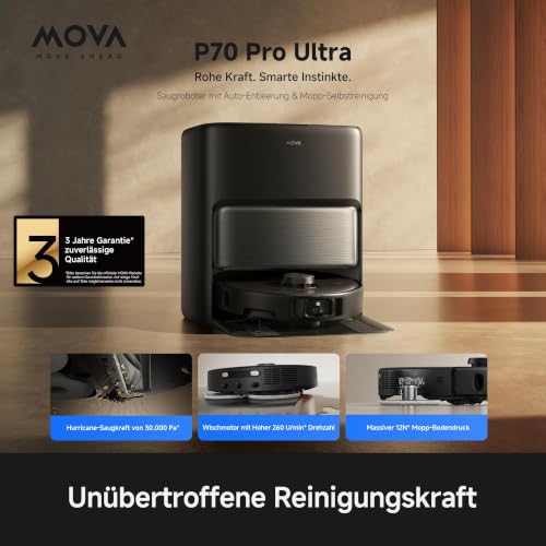 MOVA P70 Pro Ultra vakuumski robot 30,000Pa usisne snage crni