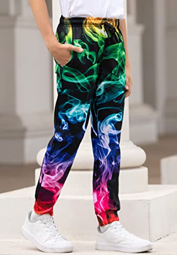 Unicomidea Little Big Boys Girls Joggers Pants Cool 3D Printed Colorful Smoke Sweatpants Kids Sports Pants Causal Jogging Pantss Trousers Home Party Clothes For 6-7 Yrs #TOP2