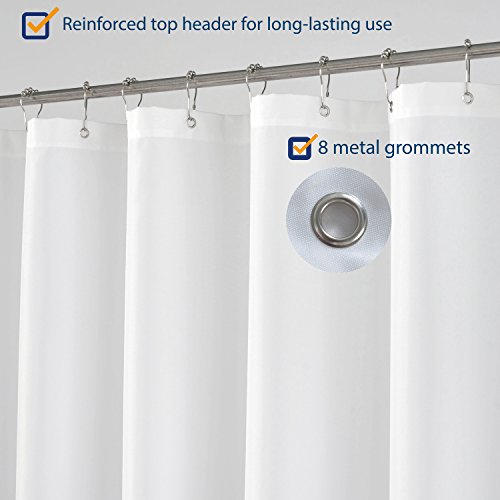 Image of N&Y HOME Fabric Shower Curtain Liner 48 x 72 inches Bath Stall Size, Hotel Quality, Washable, Water Repellent, White Spa Bathroom Curtains with Grommets, 48x72