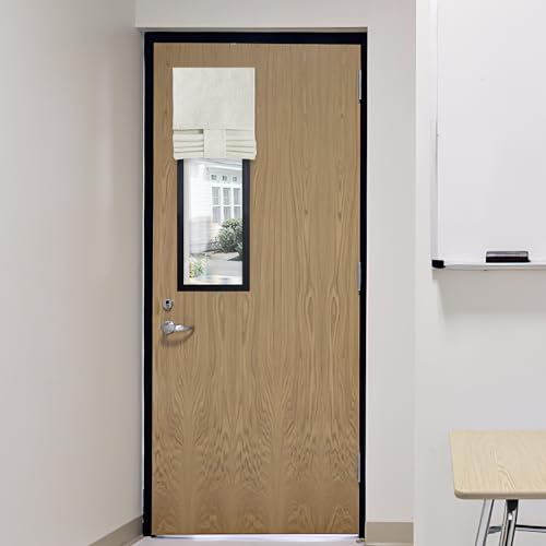 RYB HOME Classroom Door Window Cover, 100% Blackout Shades for Classroom Windows and Doors Cover Lockdown Shades Blocks Views, W 8 x L 36 inch, Linen, 1 Panel
