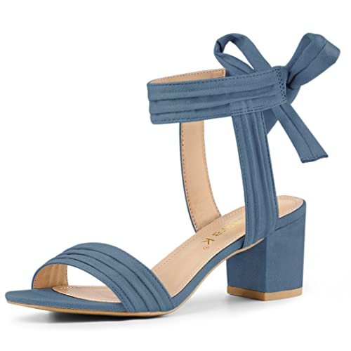 Image of Allegra K Women's Open Toe Ankle Tie Back Block Heels Sandals