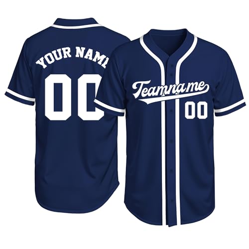 Image of Custom Baseball Jersey Personalized Stitched or Printed Name Number Baseball Shirt Sports Uniform Gifts for Men Women Youth
