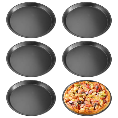6 Stück Pizzablech Rund, Pizza Backblech ø 20 cm, Pizzaform mit Antihaftbeschichtung Pizzabackblech Leicht zu Entformen, Kohlenstoffstahl Pizzabackform Leicht zu Reinigen, Hochtemperaturbeständig