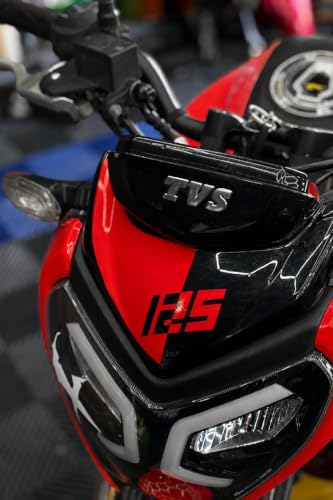 Tvs Raider 125 için Eğik 125 Yazılı Kafa Detay Sticker (1 Adet)(Kırmızı) | Kendiliğinden Yapışkanlı
