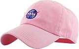 KBSV-036 PNK NASA Spaceship Alien Vintage Dad Hat Baseball Cap Polo Style Adjustable Unisex (One Size, Pink NASA Insignia)