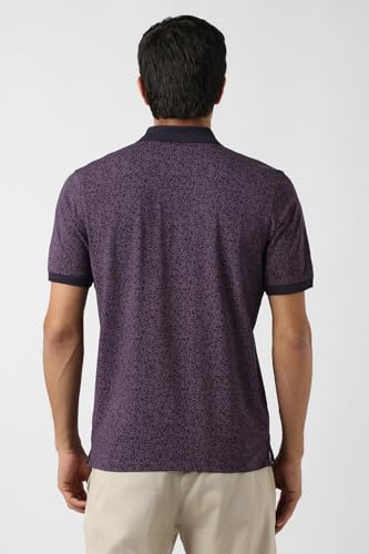 Image of Peter England Men's Cotton Abstract Floral Print Polo T-Shirt - Casual Wear | Stylish & Breathable