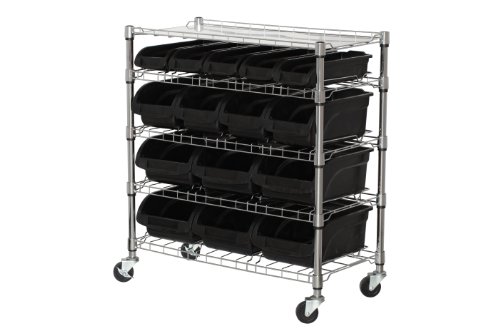 Sandusky Lee MBU3317BIN15 Mobile Wire Shelving with 15 Plastic Bins, 38