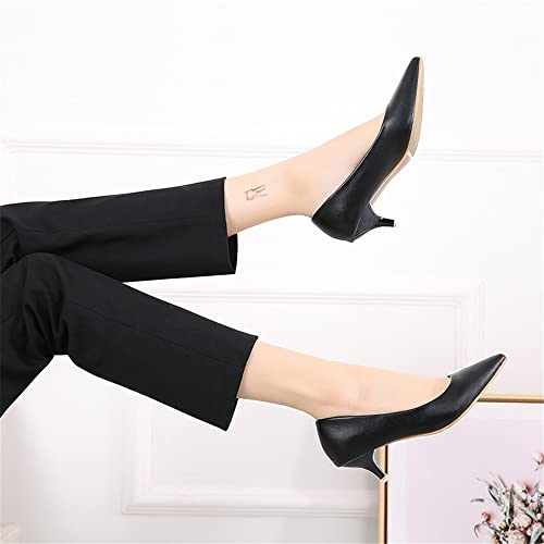 ChaiRong Zhou Women's Elegant Candy Color Pointy Toe Low Kitten Heeled Dress Pumps,Fashion Slip on Working Pump Shoes4