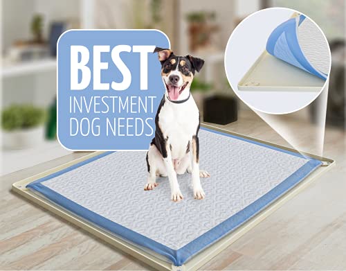 Image of TidyFriend 2 Pk Pee Pad Holder Tray for 30 inch x 23 inch Pee Pads with Corner Lock Holes, Raised Edges, Non-Spill, Easy to Clean Silicone Dog Potty Tray Holder, for Indoor Floor Protection (Beige)