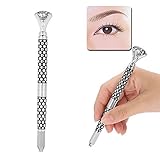Manual Tattoo Pen, Detachable Crystal Eyebrow Eyeliner Lip Microblading Needle Pen, Eyebrow Microblading Pens for Semi-Permanent Makeup Tool (Sliver)