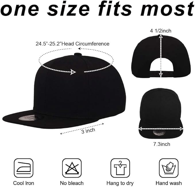 Image of ZH Plain Flat Brim Snapback Baseball Caps Adjustable Blank Baseball Caps Wholesale 12 Pack