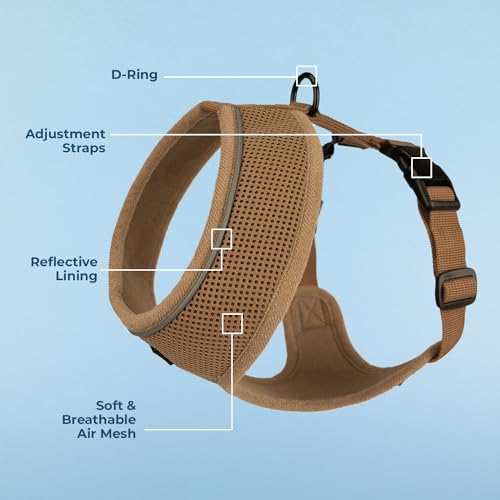 Image of Best Pet Supplies Voyager Aerolite Over the Head Dog Harness, No Pull Breathable Air Mesh Vest, Quick Dry with Reflective Stitching, Adjustable Escape Resistant Harness - Beige, X-Large