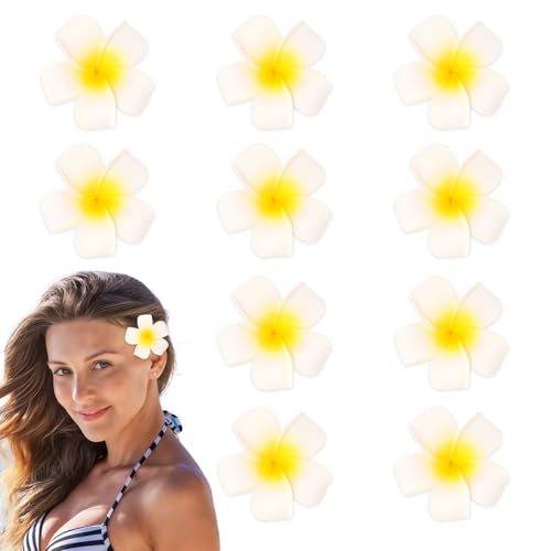 10 pinzas para el cabello con flores hawaianas Plumeria pequeñas tipo pato para mujeres y niñas miniatura 1