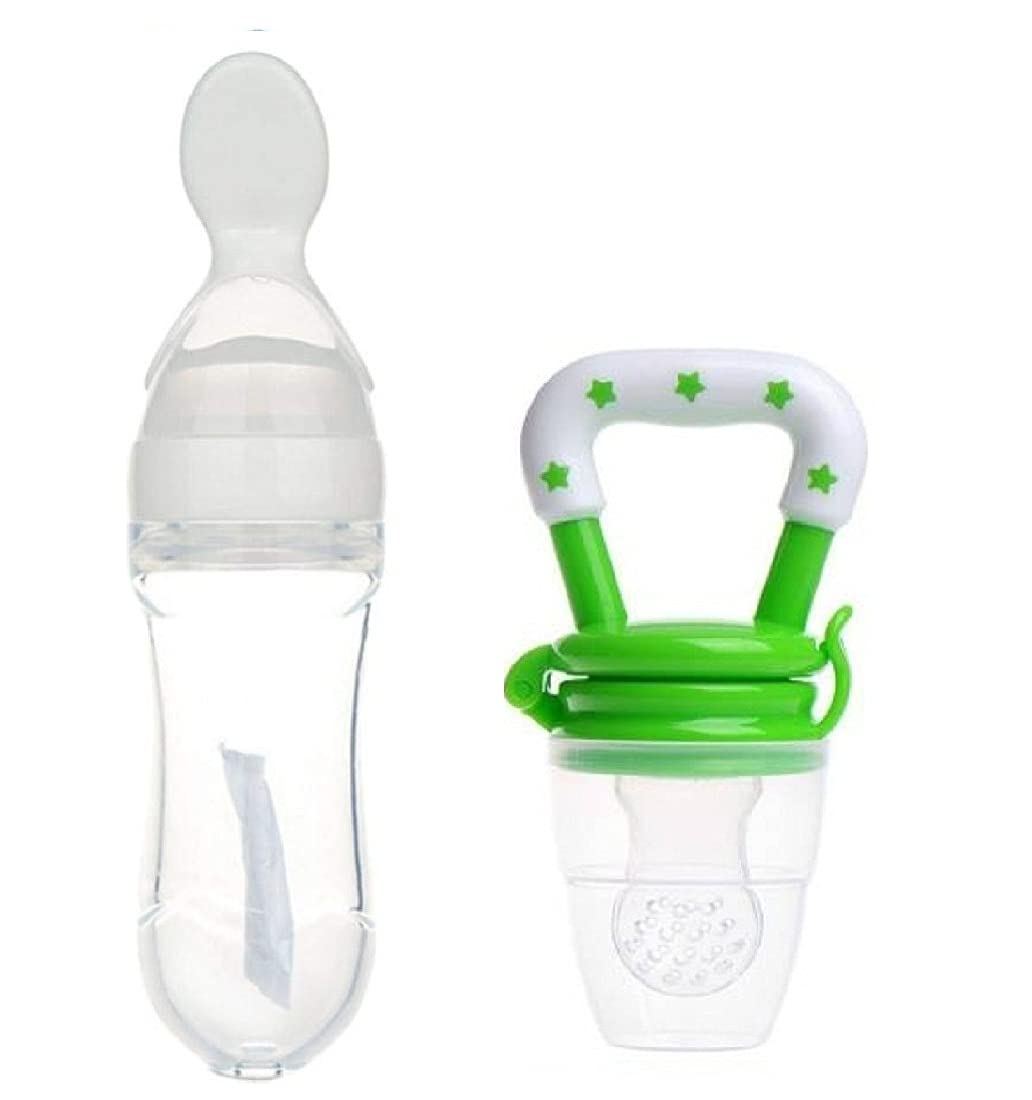 Baby Silicone Food Feeder for Semi Solid Ceralac Feeder & Baby Nibbler Fruit for Vegetables (Multicolor1)-image-4