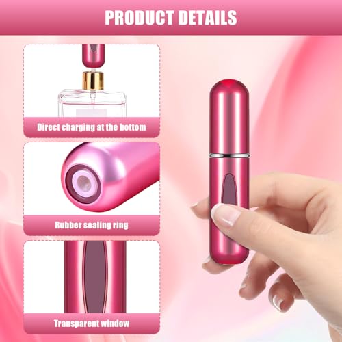 Image of Portable Mini Perfume Atomizer Bottle, 5ml /0.17oz Refillable Spray, Scent Pump Case, Travel Atomizer (Matte Rose Red)
