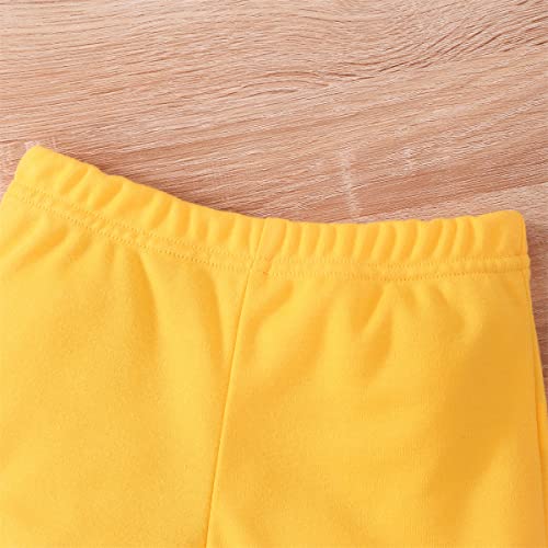 Image of Toddler Girls Summer Clothes Outfits Bow Shoulder Sleeveless Sunflower Shirt Tops and Shorts 2 Piece Sets
