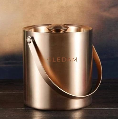 GLEDAM Rose Gold 1 Litre Matte Finish Stainless Steel Double Insulation Ice Bucket with Tong | Gift Items| Home Decor | Ice Box | Bar Accessories for Home and Party: (1 Litre)1 Pc Each (B0DG5FDWP1) Amazon Price History, Amazon Price Tracker