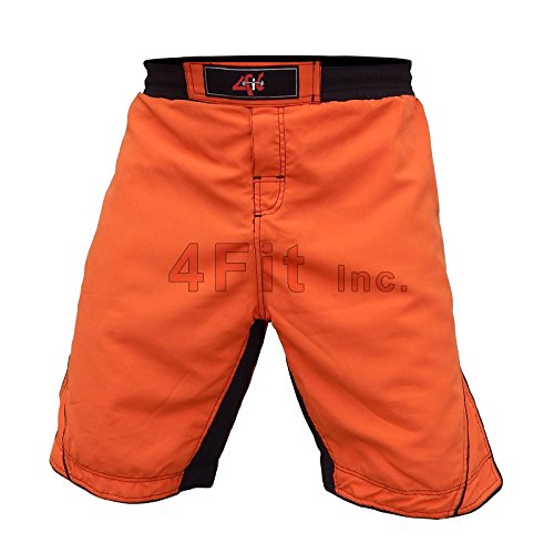 4FIT Pro MMA Fight Shorts UFC Cage Fight Grappling, Muay Thai Boxing Orange XS-3XL