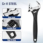 WORKPRO 8" Adjustable Wrench, Black Oxide Wrench 8 Inch with Inch/Metric Scale, Premium Cr-V Steel - Image 3