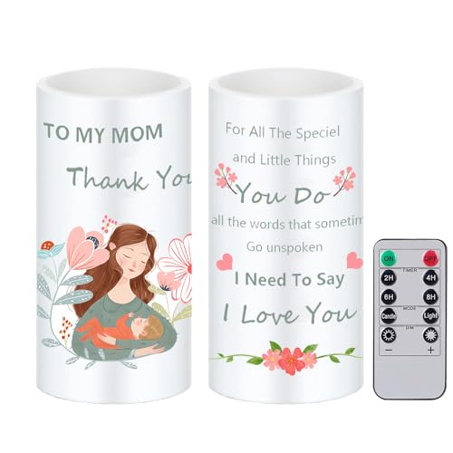 Image of Flameless Candle Gifts for Mom Battery Operated Flameless Candles with Remote Timer for Mother's Day Birthday Christmas Gifts Set of 2, ME-M20V-RK03