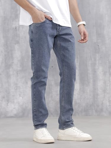 Image of WROGN Men's Cotton Stretch Jeans | Solid | Slim Fit | Mid Rise
