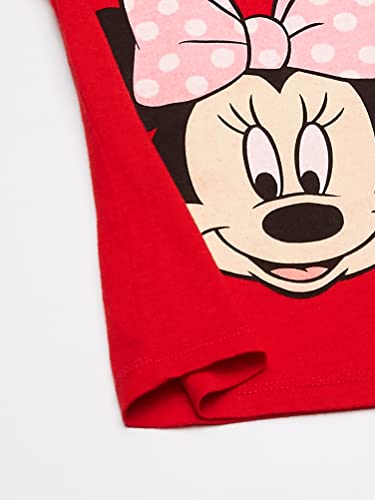 Disney Girls' Toddler Minnie Short Sleeve Puff Tee, Red Cherry, 4T3