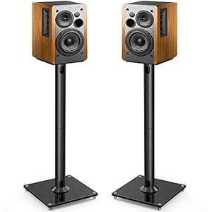 PERLESMITH Universal Floor Speaker Stands Pair for Surround Sound, Bookshelf Speaker Stand for 28 Inch Klipsch, Polk, Yamaha & Other Large Bookshelf Speakers Or Studio Monitors up to 22LBS,1 Pair