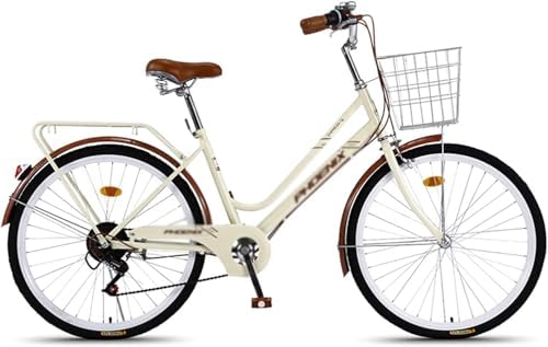 Bicicleta de carretera para adultos con transmisión de 7 velocidades y estante trasero para desplazamientos y fitness