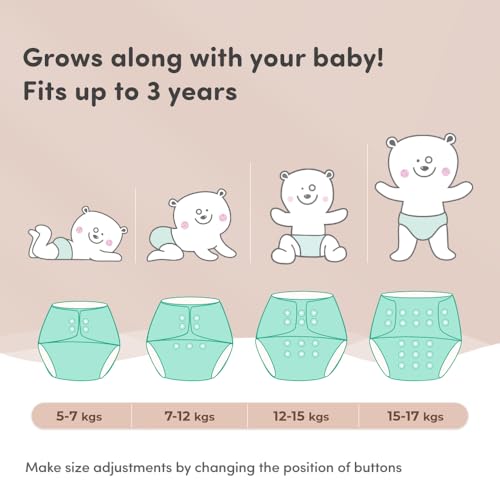 Image of Mylo Leak-Proof Baby Cloth Diaper Combo (1 Diapers + 1 Inserts) | Free Size (3M-3Y) | High Absorption | Quick Dry | Oeko-Tex Certified | Washable - Floral Spring
