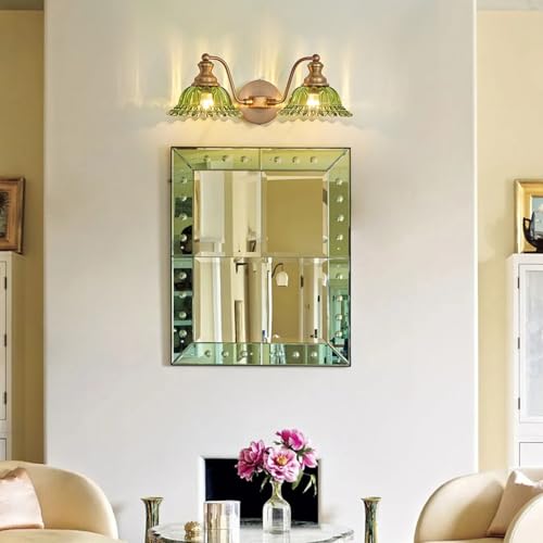 Image of XIEDUN Green 2 Light Vanity Light Bathroom Light Vintage Bathroom Light Fixtures