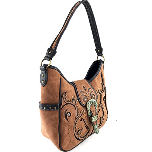 Justin West Patina Girl Western Bronze Floral Buckle Conceal Carry Handbag Purse Tote and Strap Wallet3