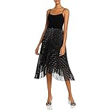 AQUA FORMAL Womens Gray Glitter Sheer Zippered Printed Spaghetti Strap Scoop Neck Midi Evening Accordion Pleat Dress 4
