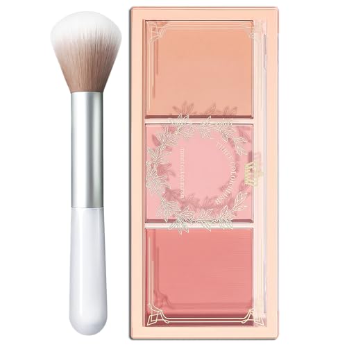 Blushers for Cheeks Make Up, 3 In1 Matte Powder Blusher With Brush- Long-Lasting, Sweat-Resistant, Non-Greasy Makeup Powder For Cheeks, Natural & Brightened Skin
