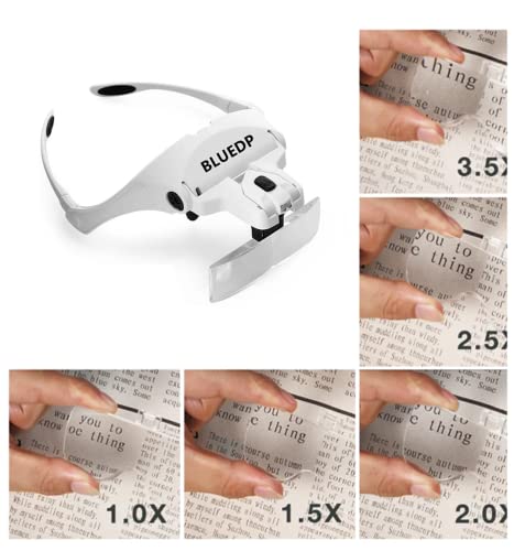 Diamond Painting Magnifying Glasses Reading Magnifier For Diamond Painting Kits For Adults Digital Reading Adjustable 5 Lens Loupe Led Light Headband Magnifier Glass With Lamp Diamond Painting Tools #TOP1