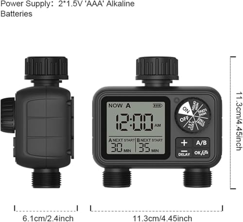 Image of Pinolex 2-Outlet Digital Water Timer A /B-Zone Independent Programmer Separate | Automatic Drip Irrigation System, Garden Irrigation Timer for Drip Pipe | Drip kit Automation for Different Zones