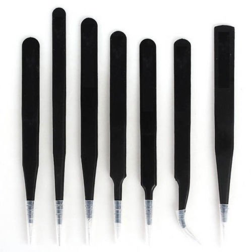 Image of DIY Crafts Precision Tweezers Set - Professional ESD Stainless Steel with Carrying Case Antistatic Tweezers for Electronic, Craft, Jewelry, Watchmakers, Hobby (Design # No 1, Pack Of 7 Pcs)