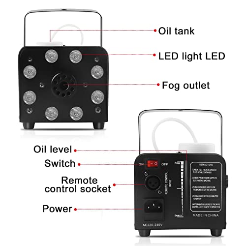 Machine à brouillard 500W avec 8 LED RVB et télécommandes sans fil pour DJ