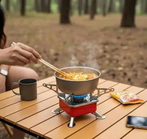 Image of Mini Camping Gas Stove Butane Gas Stove with foldable burner Outdoor Cooking Camping Hiking Trekking with Safety Lock